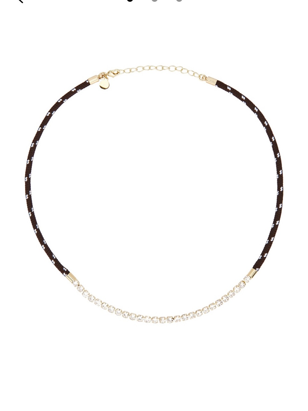 Gold & Crystal Necklace with Navy Paracord